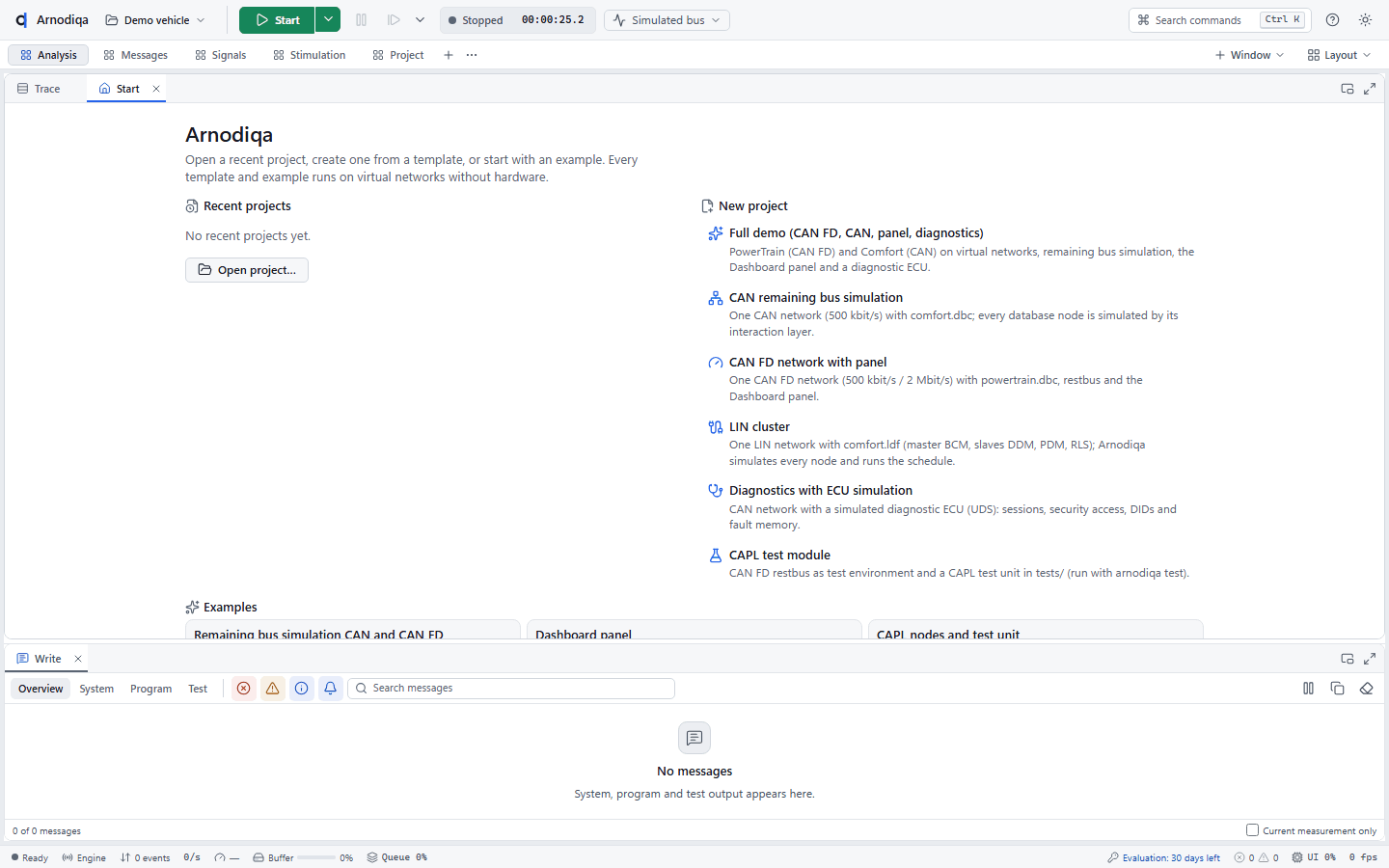 Open a project, create a new one and add a database, step 1