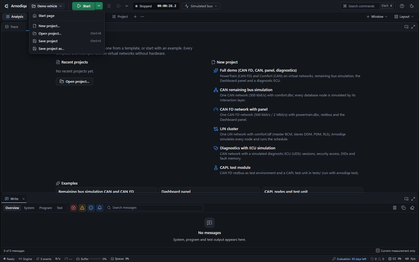 Open a project, create a new one and add a database, step 2