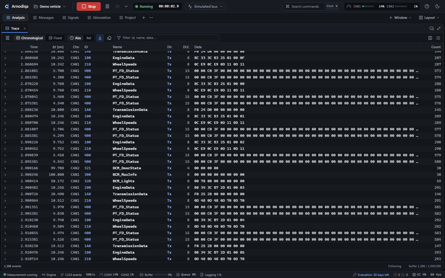 The Trace: modes, filtering, signals and export, step 1