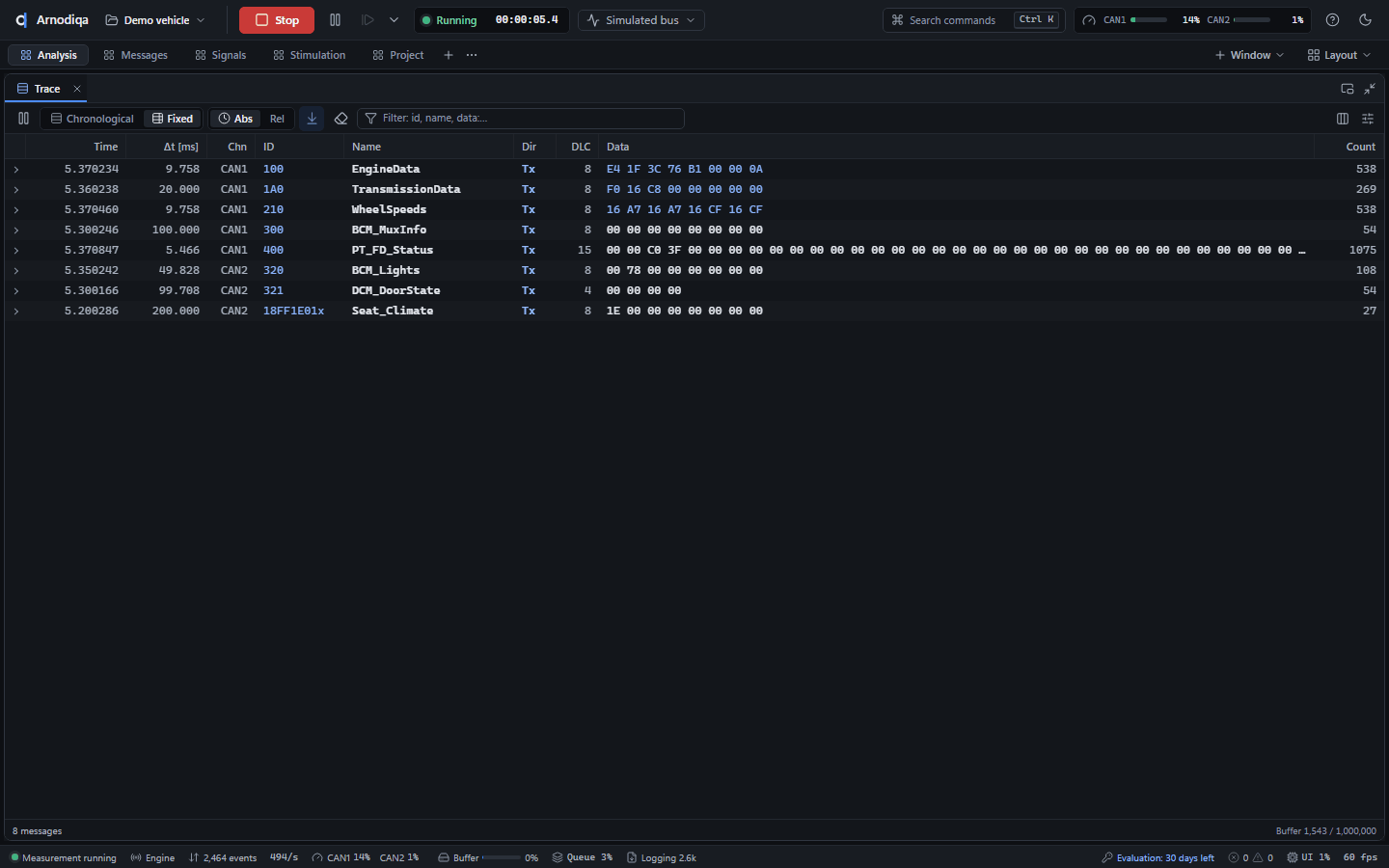 The Trace: modes, filtering, signals and export, step 2