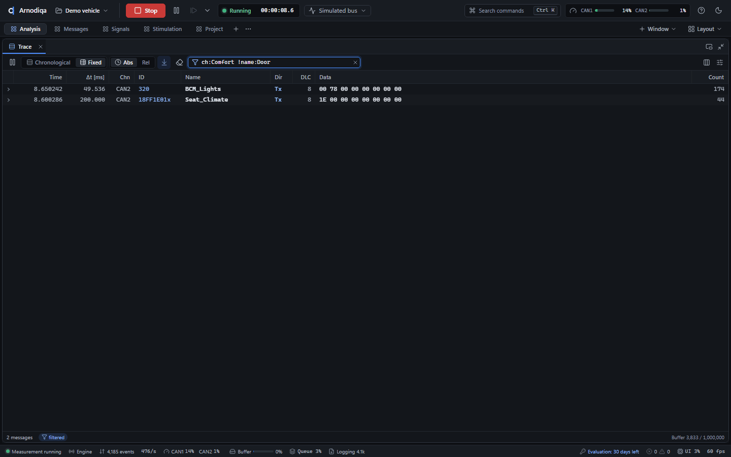 The Trace: modes, filtering, signals and export, step 4