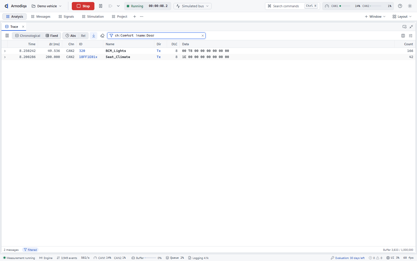 The Trace: modes, filtering, signals and export, step 4