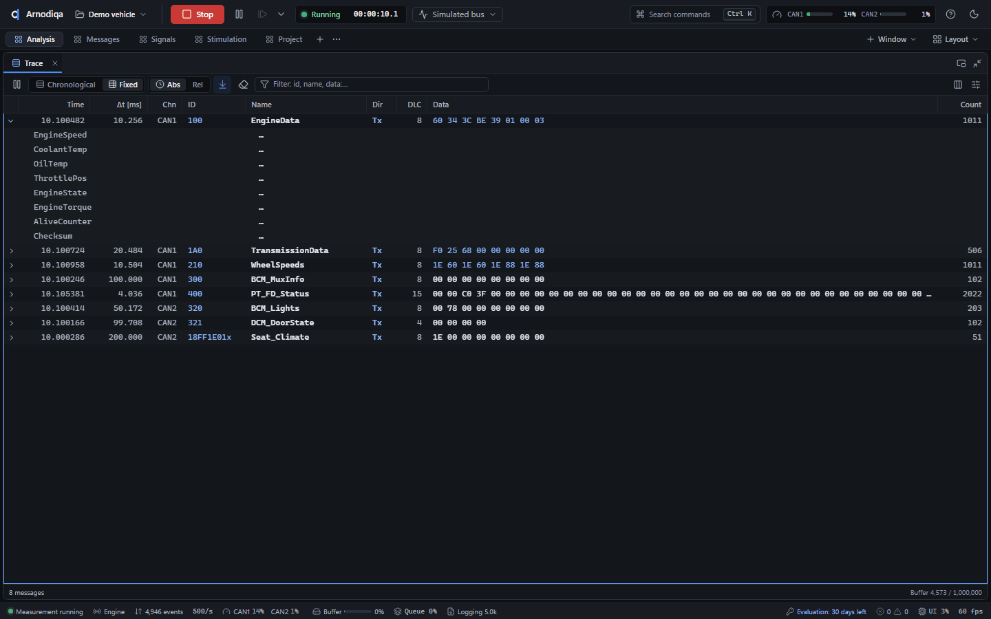 The Trace: modes, filtering, signals and export, step 5
