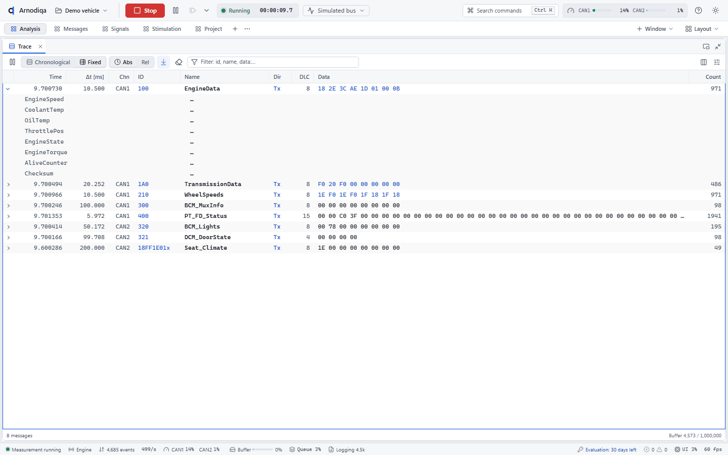 The Trace: modes, filtering, signals and export, step 5
