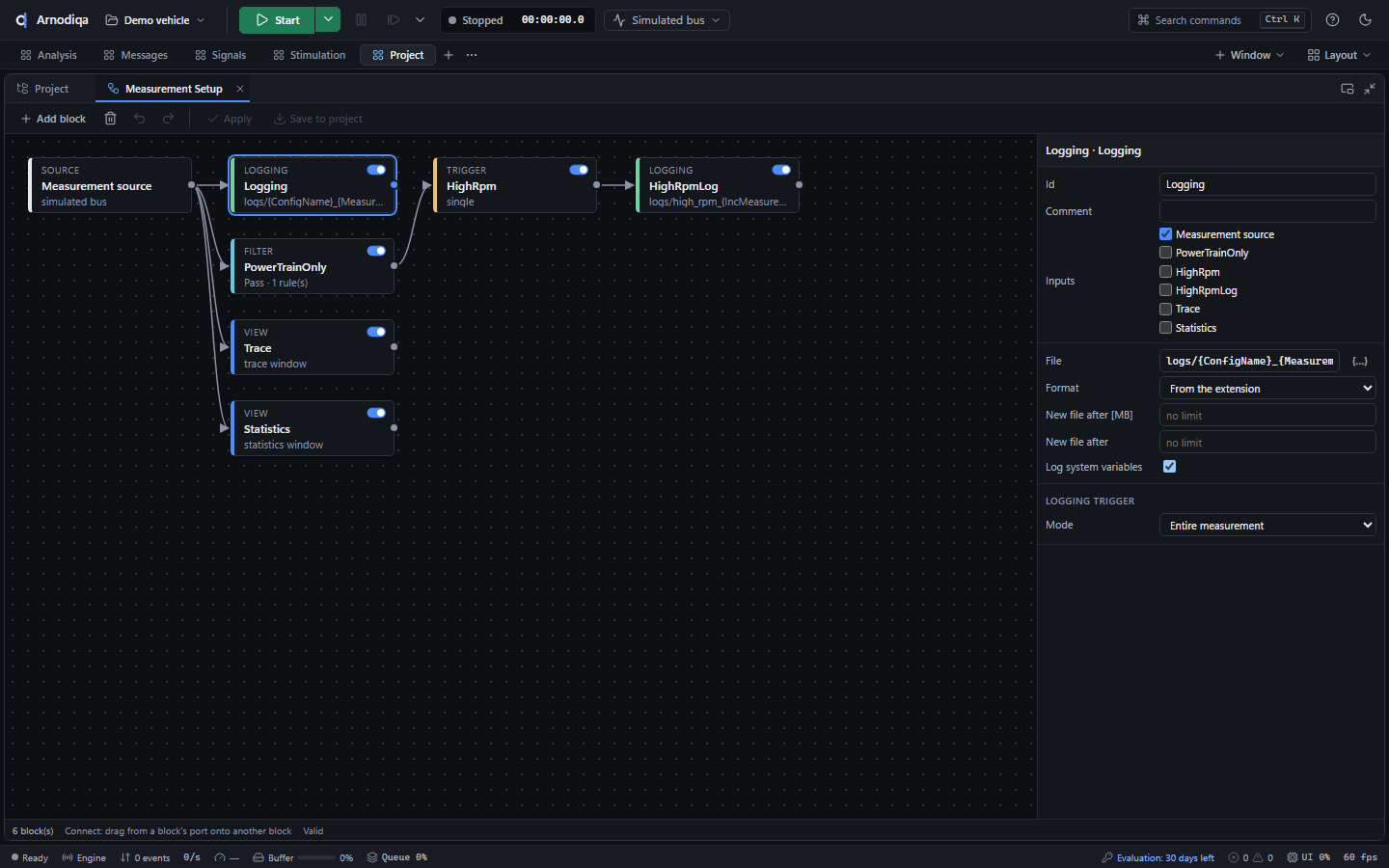 Record, replay offline and replay blocks, step 1