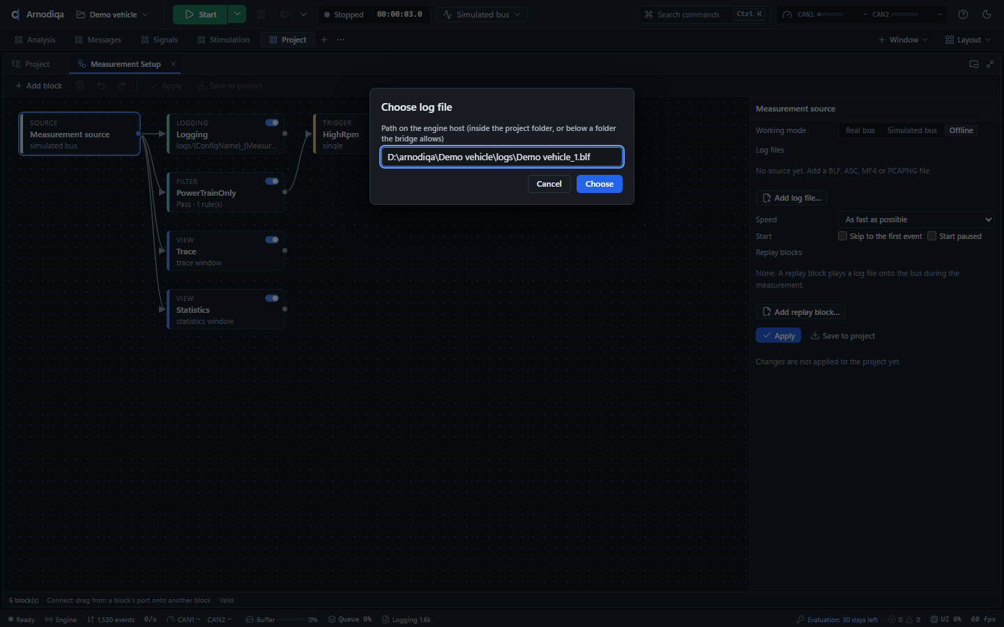 Record, replay offline and replay blocks, step 4