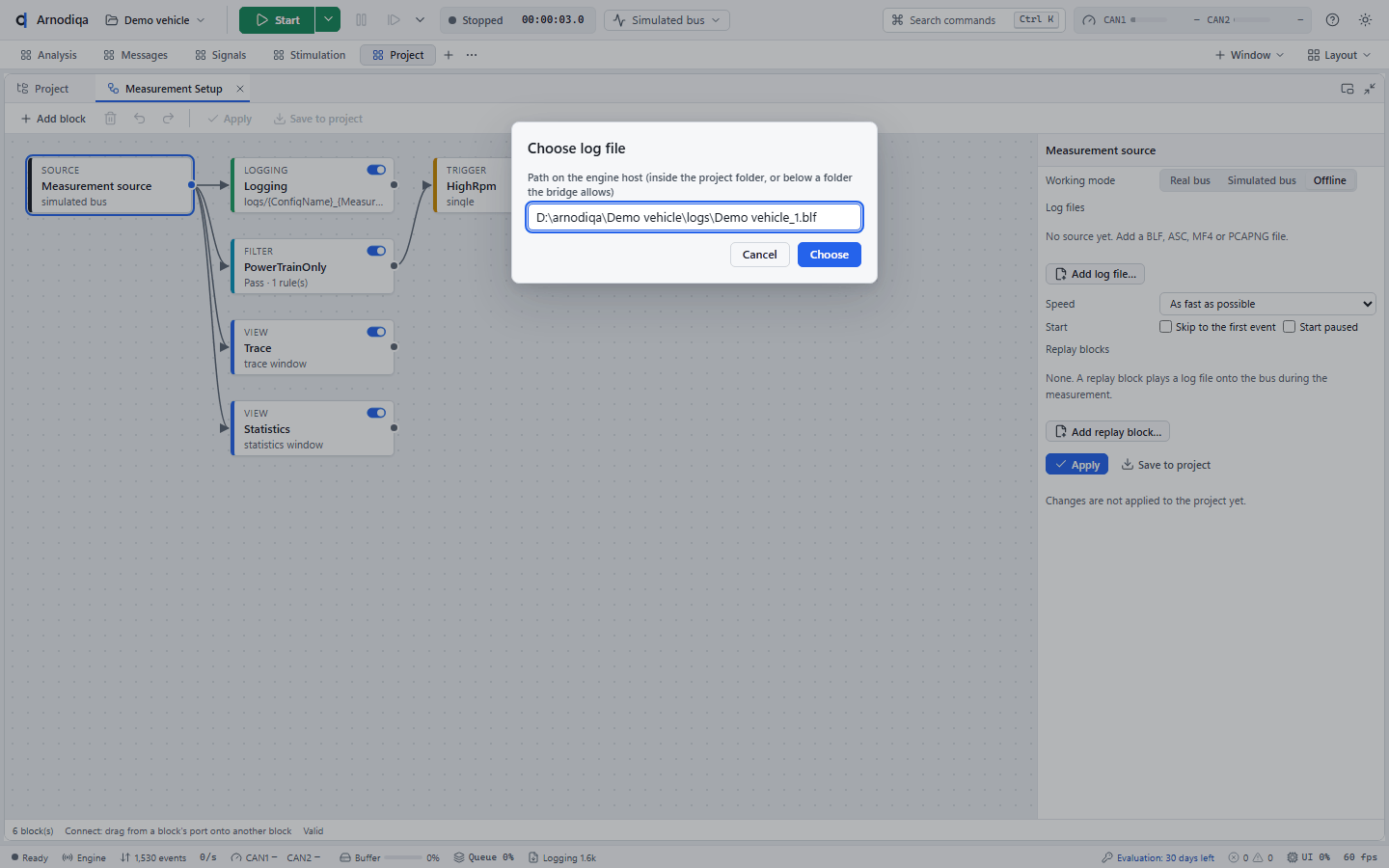 Record, replay offline and replay blocks, step 4