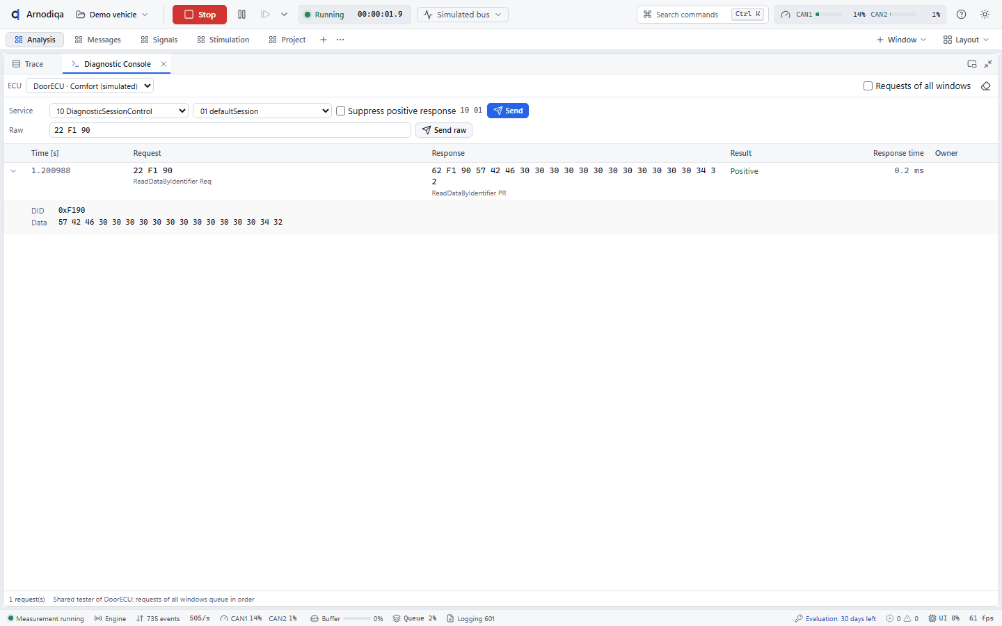 Diagnostics: UDS console and fault memory, step 2