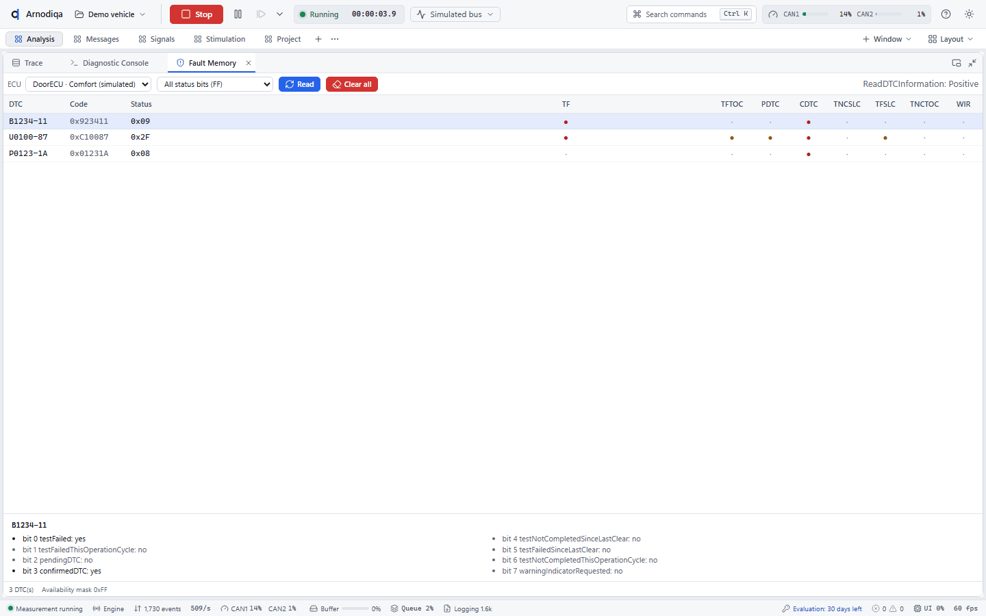 Diagnostics: UDS console and fault memory, step 3