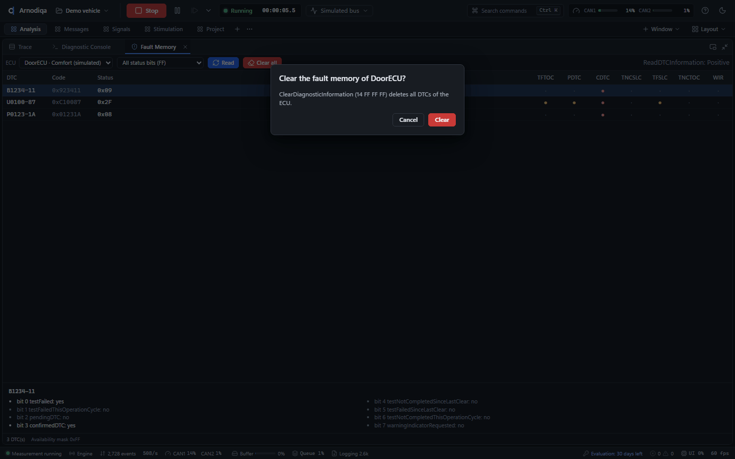 Diagnostics: UDS console and fault memory, step 4