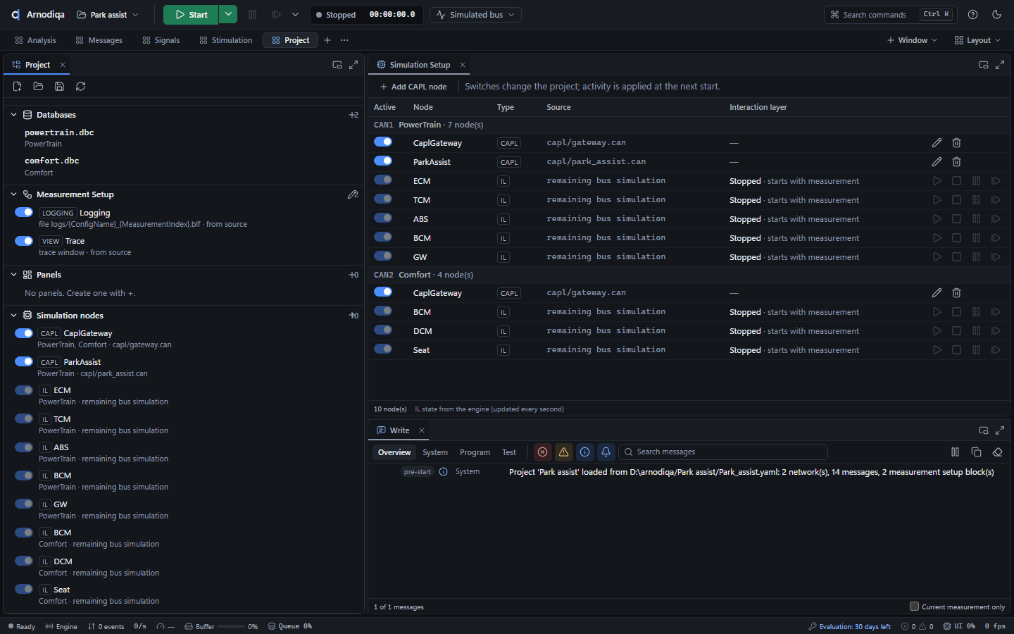 Add and edit CAPL nodes, step 1