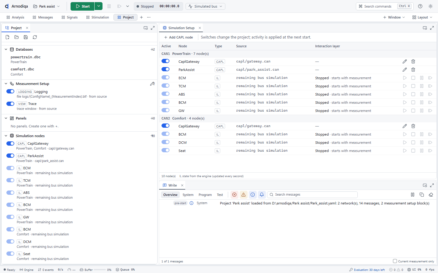 Add and edit CAPL nodes, step 1