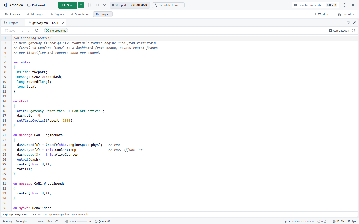 Add and edit CAPL nodes, step 2