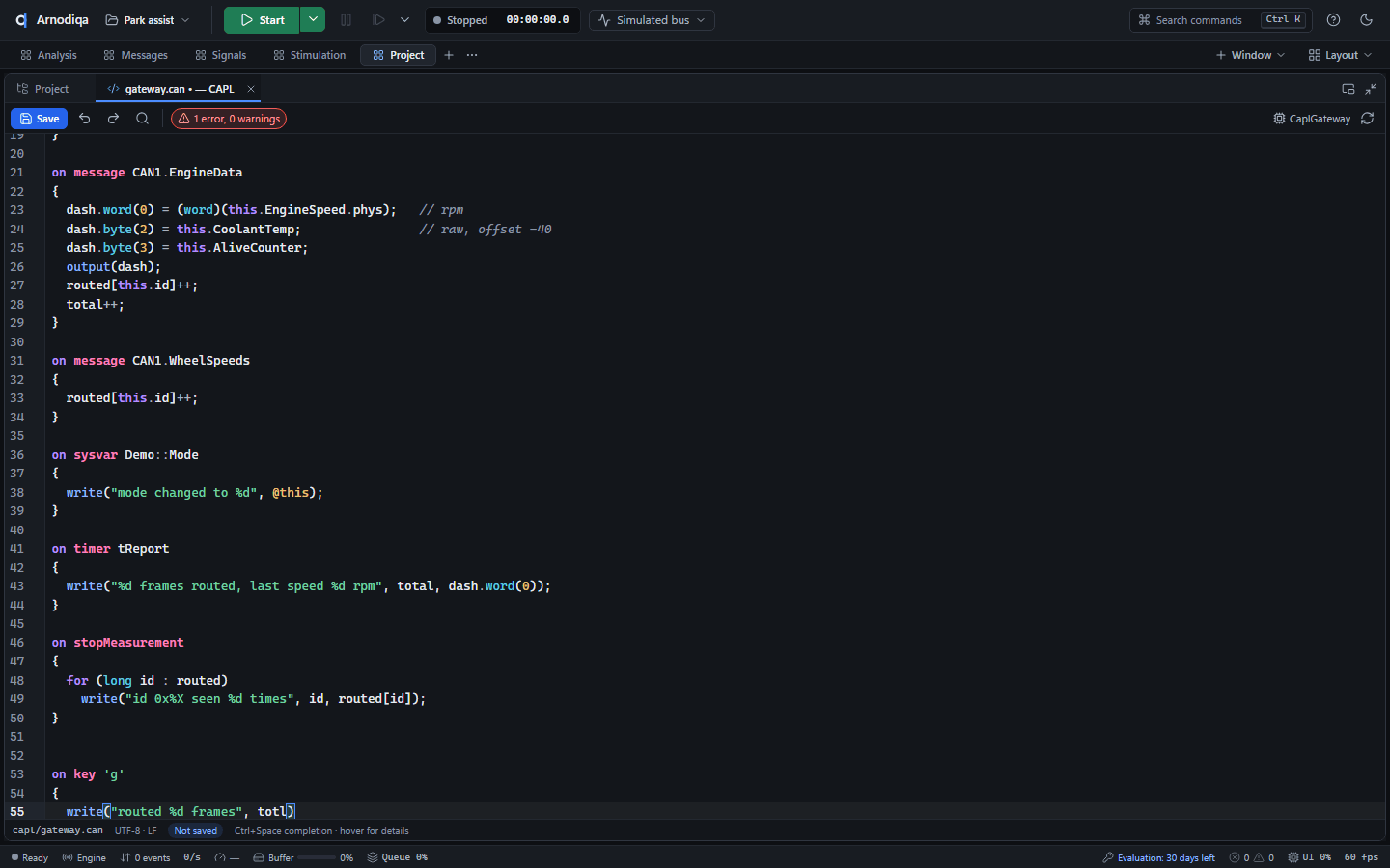 Add and edit CAPL nodes, step 4