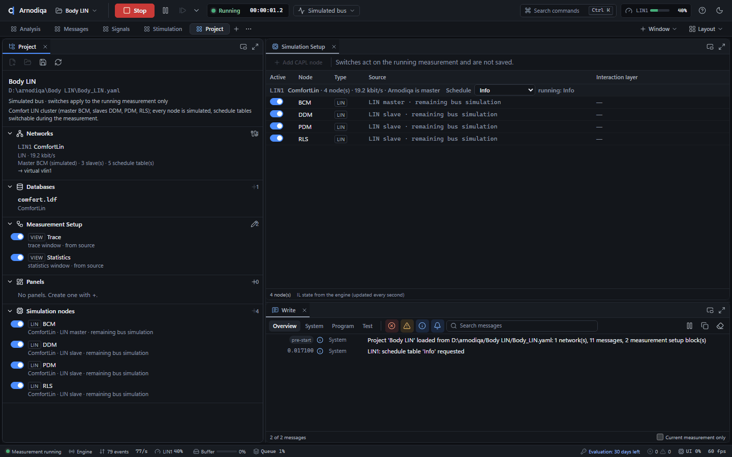 LIN: schedule tables, slaves and LIN in the Trace, step 2