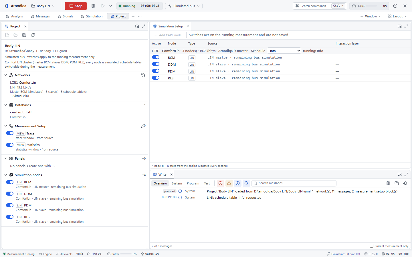 LIN: schedule tables, slaves and LIN in the Trace, step 2