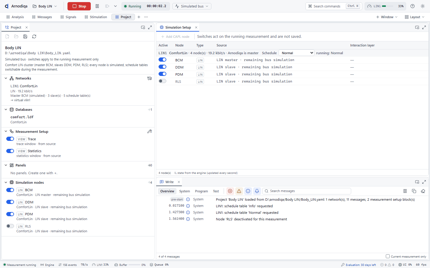 LIN: schedule tables, slaves and LIN in the Trace, step 3
