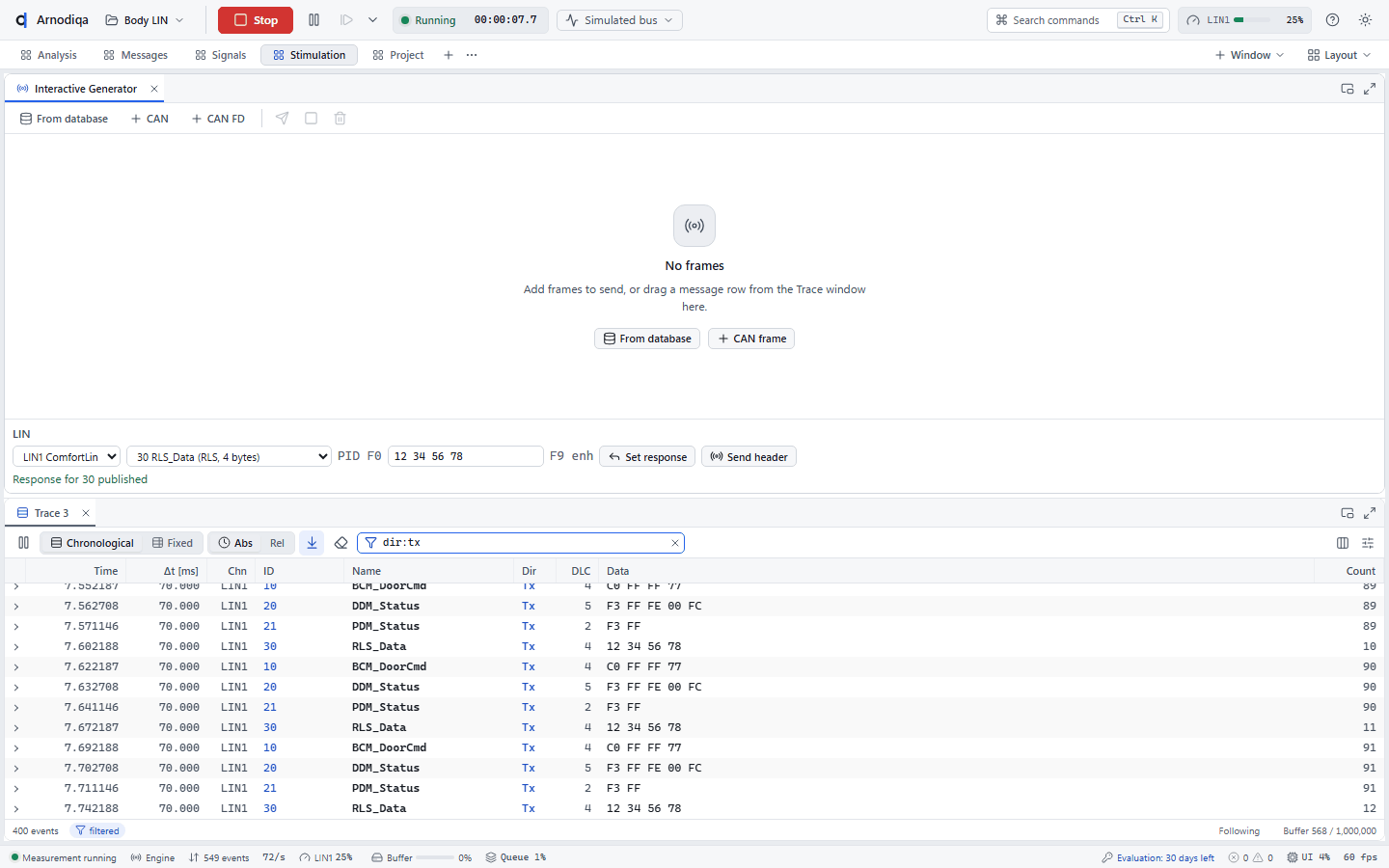 LIN: schedule tables, slaves and LIN in the Trace, step 6