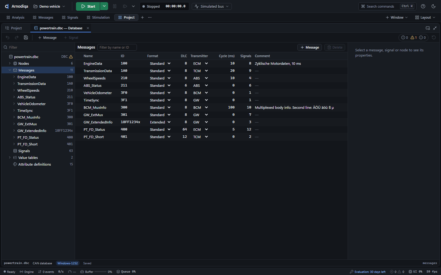 Database editor: add a signal, step 1