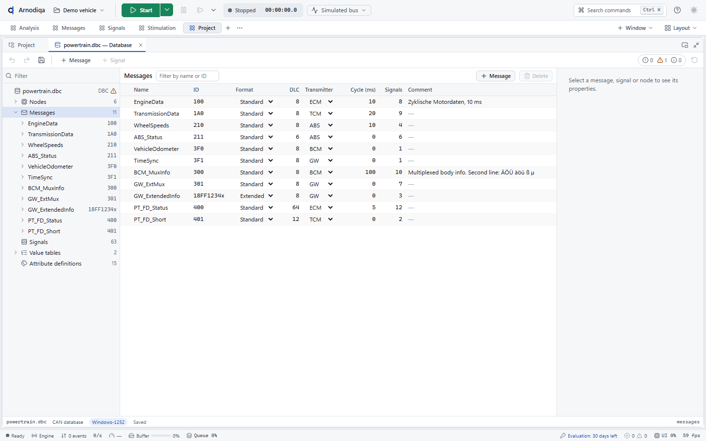Database editor: add a signal, step 1