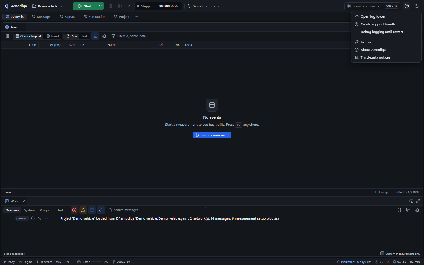 Support bundle and log folder, step 1