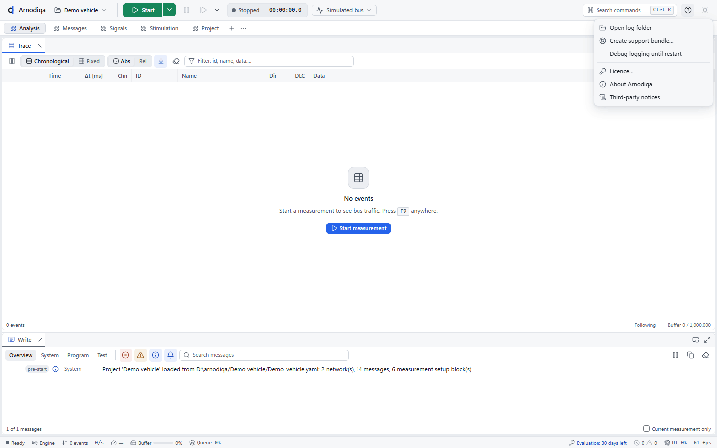 Support bundle and log folder, step 1